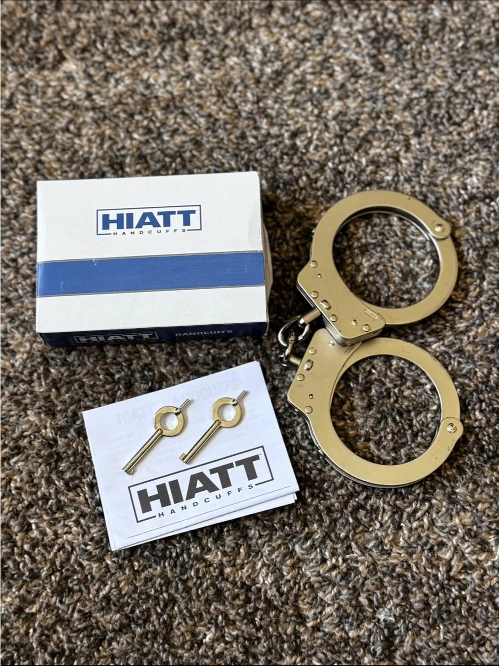 Brass-Tone Handcuffs with Keys - Men's Accessory, Brass Finish